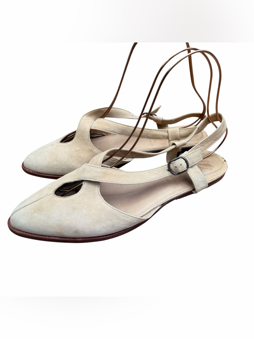 Nike Tensile Air Vintage 90's size 10 Suede Women's Beige Suede Slingback Flats - Picture 1 of 7